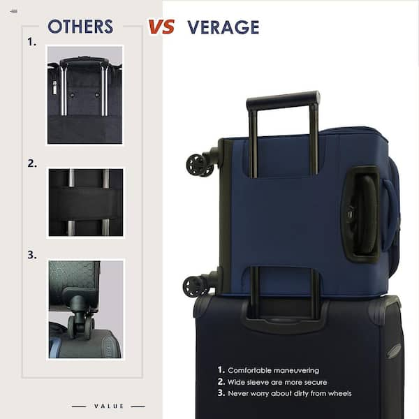 VERAGE 14 in. Blue Spinner Carry On Underseat Luggage with USB