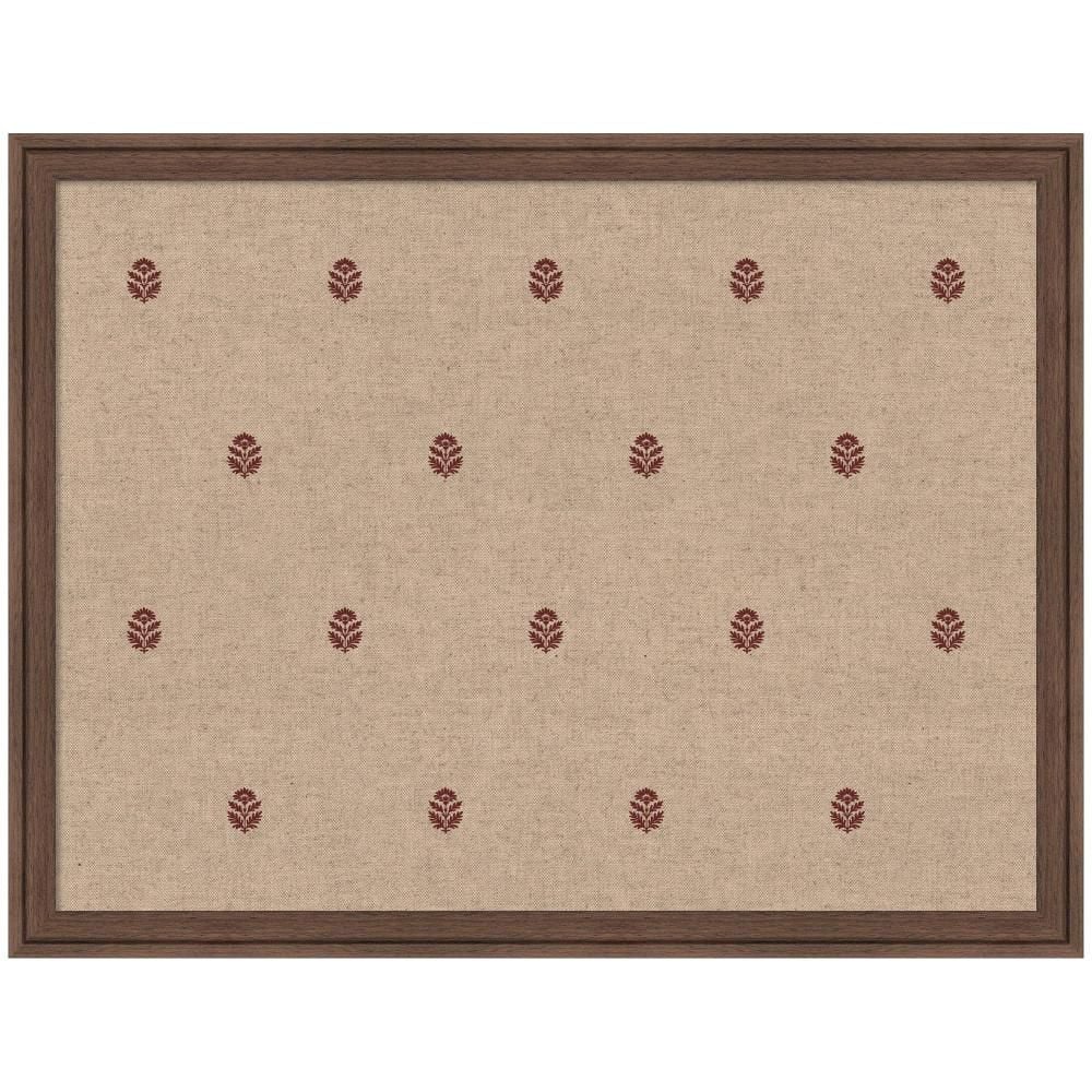 Florence 20 in. x 26 in. Brown Plastic Framed Red Botanical Block Print Fabric Memo Board price history on PriceWatchPro