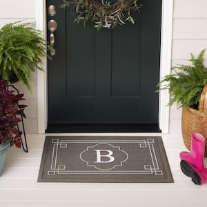 Flagstone Multi 24 in. x 36 in. Monogram "B" Indoor/Outdoor Door Mat
