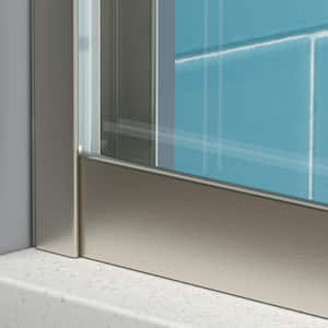 50-54 in. W x 70 in. H Sliding Frameless Shower Door in Brushed Nickel with 1/4 in. (6 mm) Clear Glass