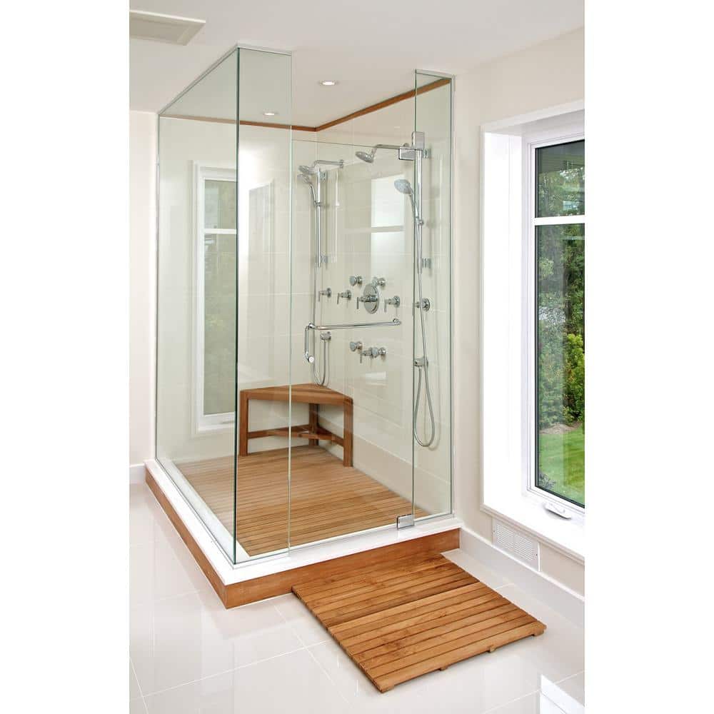 Eco-Friendly Teak Corner Shower Bench, 31.5'' with Rounded Edges