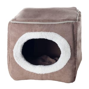 Small Coffee Cozy Cave Enclosed Cube Pet Bed