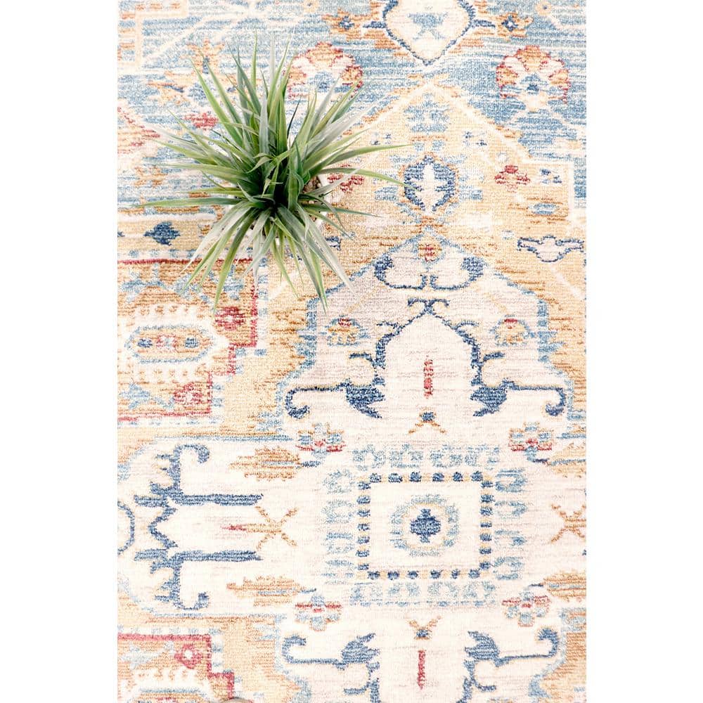 Heritage Light Blue and Ivory Rectangular Synthetic Area Rug