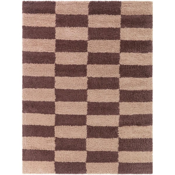 Dixon Brown 8 ft. x 10 ft. Checkered Shag Area Rug