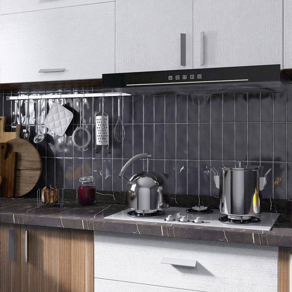 Graphite Gray Glossy Porcelain Wall and Floor Tile, 2.6" x 7.9"
