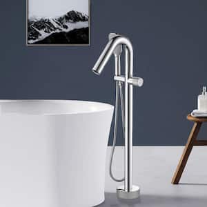 Single-Handle Freedstanding Floor Mounted Tub Faucet with Hand Shower in Chrome