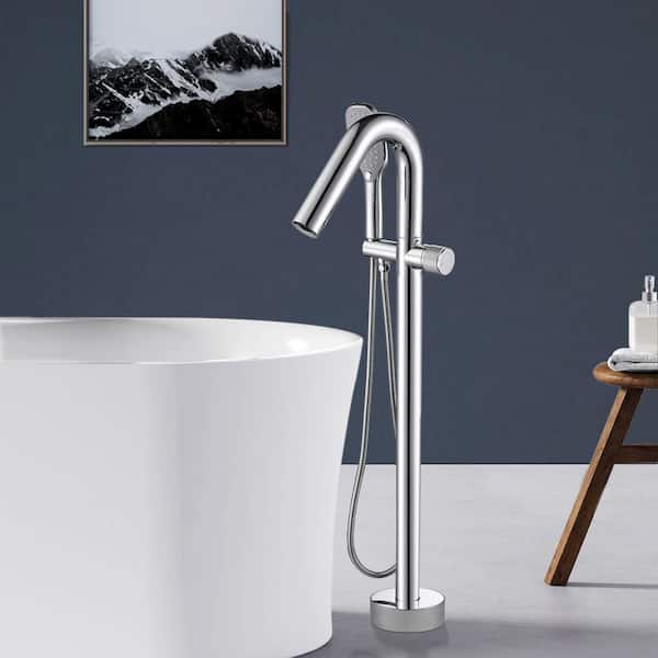 Satico Single-Handle Freedstanding Floor Mounted Tub Faucet with Hand Shower in Chrome