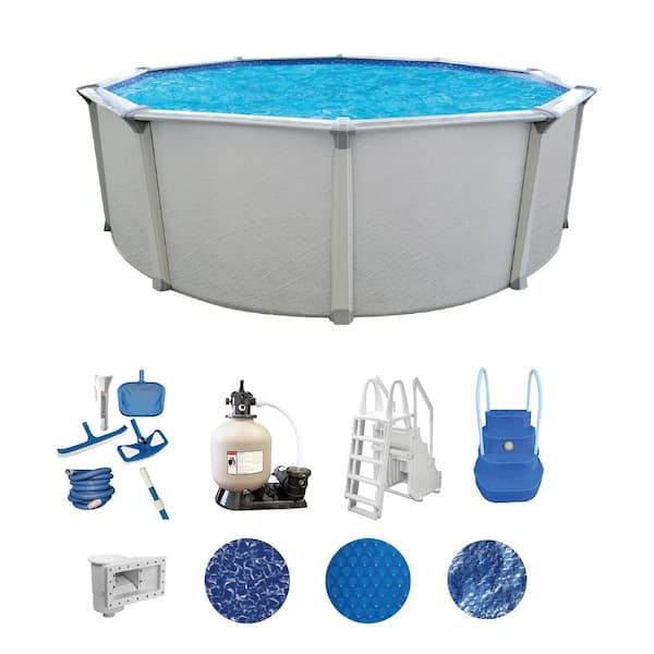 Huntington 27 ft. Round 54 in. Deep Above Ground Hard Sided Deluxe Pool Package