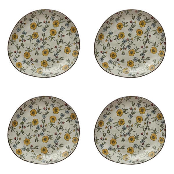 Storied Home Multicolor Hand-Painted Stoneware Plate (Set of 4)