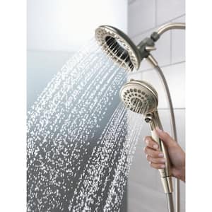 In2ition 5-Spray Patterns 1.75 GPM 6.81 in. Wall Mount Dual Shower Heads in Spotshield Brushed Nickel