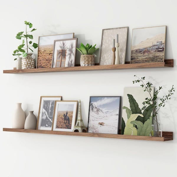 56 in. W x 4.7 in. D Brown Decorative Wall Shelf (Set-2) TG-D6