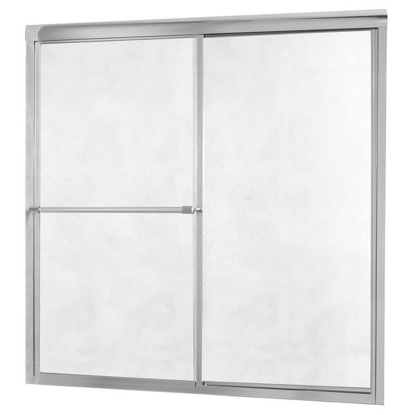 Foremost Tides 56 in. to 60 in. W x 58 in. H Framed Sliding Tub Door in Silver with Obscure Glass
