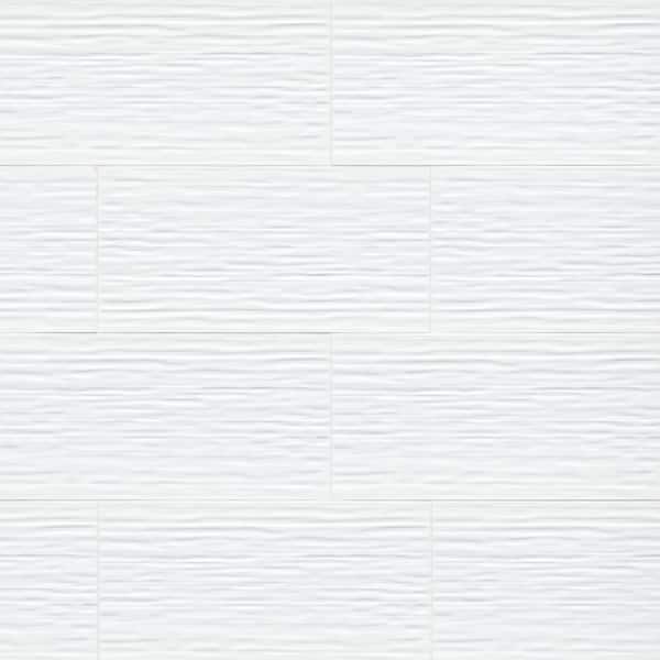 MSI Dymo Stripe White 12 in. x 24 in. Glossy Ceramic Stone Look Wall ...