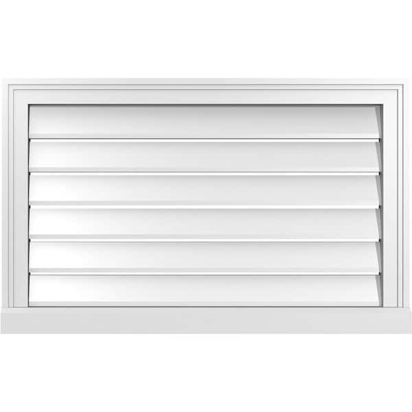 Ekena Millwork 32" x 20" Vertical Surface Mount PVC Gable Vent: Functional with Brickmould Sill Frame