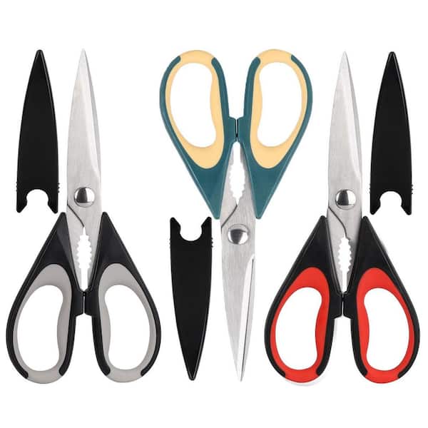 8.74 in. Heavy Duty Stainless Steel Kitchen Shears Multi-Purpose Kitchen Scissors with Protective Sheath 3pcs
