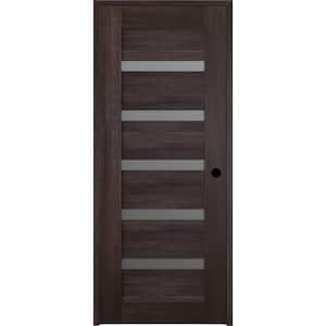 Vona 07-04 18 in. x 80 in. Left-Hand 5-Lite Frosted Glass Solid Core Veralinga Oak Wood Single Prehung Interior Door