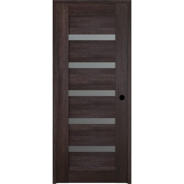 Belldinni Vona 07-04 24 in. x 80 in. Left-Hand 5-Lite Frosted Glass Solid Core Veralinga Oak Wood Single Prehung Interior Door