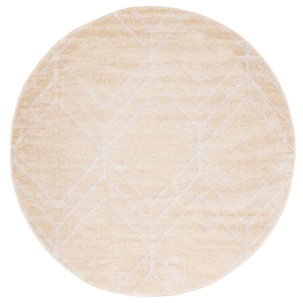 Adirondack 6 ft. x 6 ft. Round Gold/Light Gray Diamond Area Rug