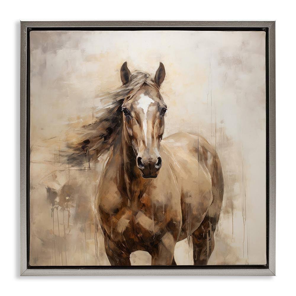Horse with Modern Drip by PI Creative Art 1-Piece Gray Floater Frame Animal Graphic Art Print 25 in. x 25 in. price history on PriceWatchPro