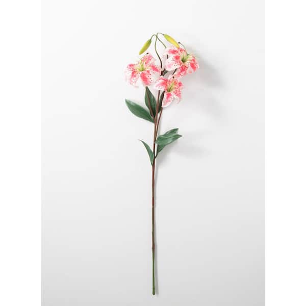 SULLIVANS 39.5 in. Artificial Pink Real Garden Lilium Stem