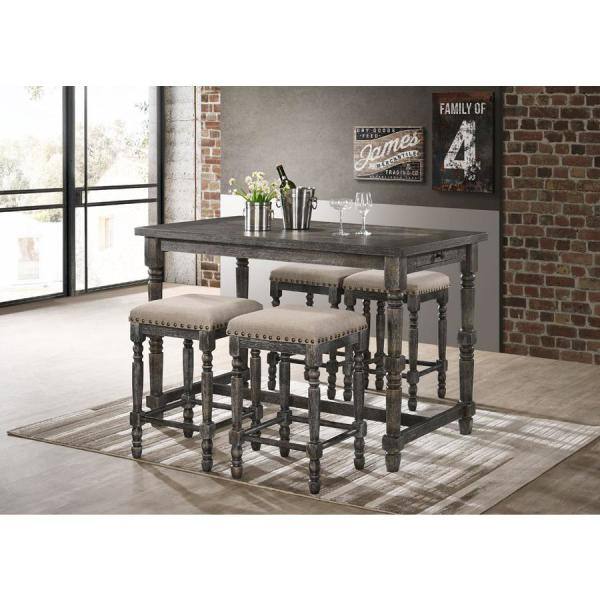 Rustic Reclaimed Wood 55" Counter Height Dining Table in Gray