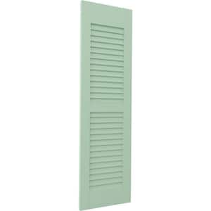 18 in. W x 51 in. H Americraft 2-Equal Louver Exterior Real Wood Shutters Pair in Seaglass