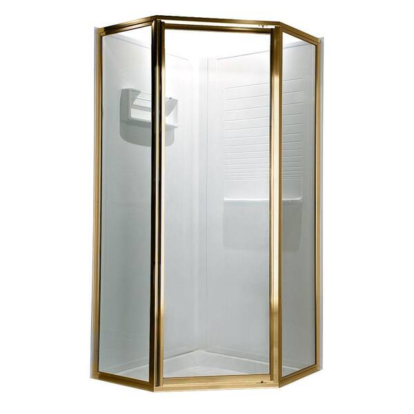 American Standard Prestige 61 in. x 68-1/2 in. Framed Neo-Angle Hinged Shower Door in Gold