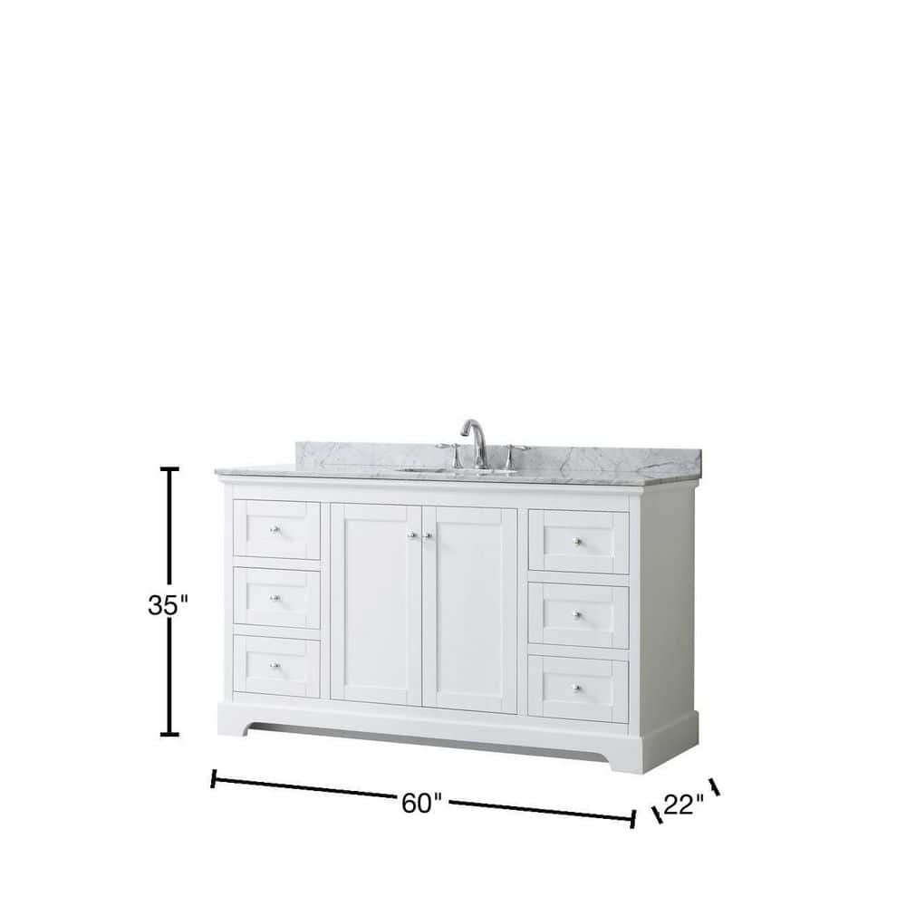 Avery 60'' White Single Bathroom Vanity with Marble Top