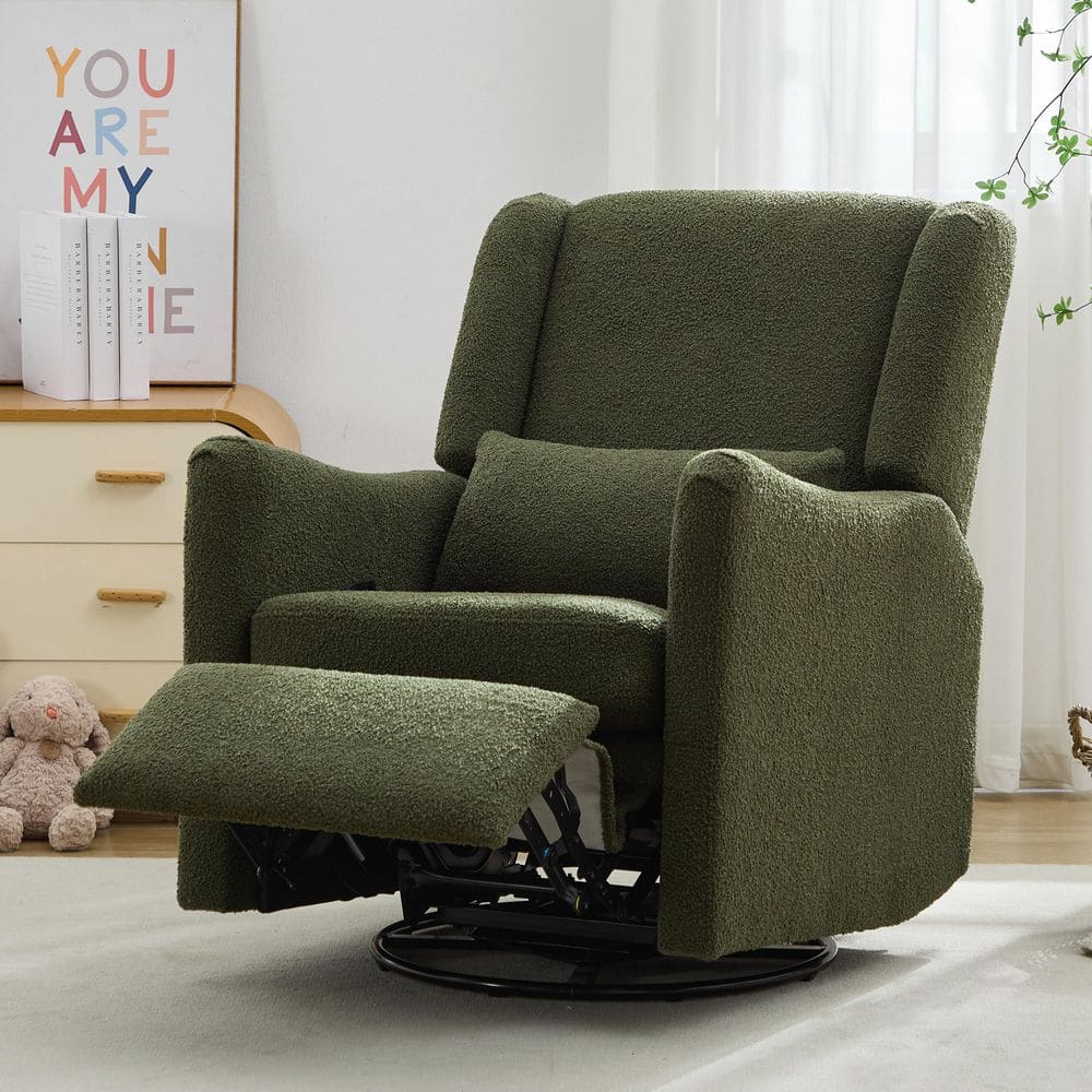 Merax 29.5 in. W Wingback Seaweed Green Fabric Swivel Manual