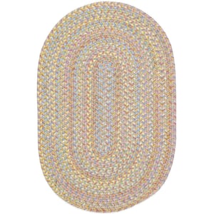 Play Date Sand Beige Multi 5 ft. x 8 ft. Oval Indoor/Outdoor Braided Area Rug