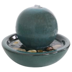 7 in. Ceramic Cascading Indoor Tabletop Water Fountain with Orb