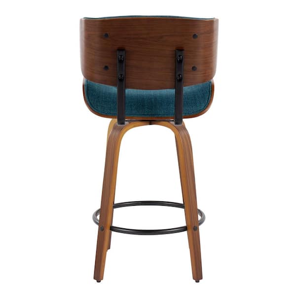 Lumisource Lombardi 26.75 in. Teal Noise Fabric Walnut Wood and