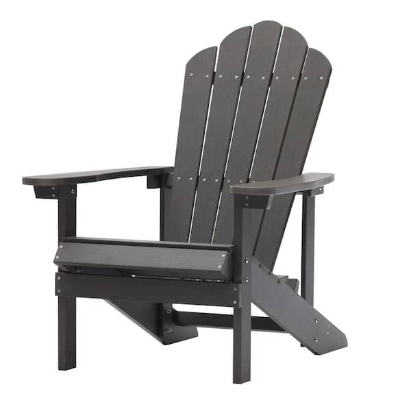Flynama Charcoal Gray Plastic Outdoor Patio Adirondack Chair