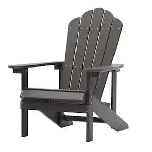 Grey Outdoor Patio Reclining Slat Polyethylene Plastic Adirondack Chair