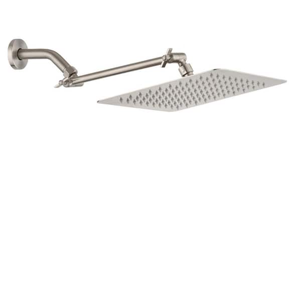 1-Spray Patterns with 2.5 GPM 10 in. Wall Mount Rain Fixed Shower Head in Brushed Nickel