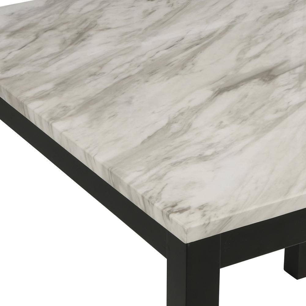 Celeste 5-Piece Gray Faux Marble Counter Dining Set with Velvet Chairs