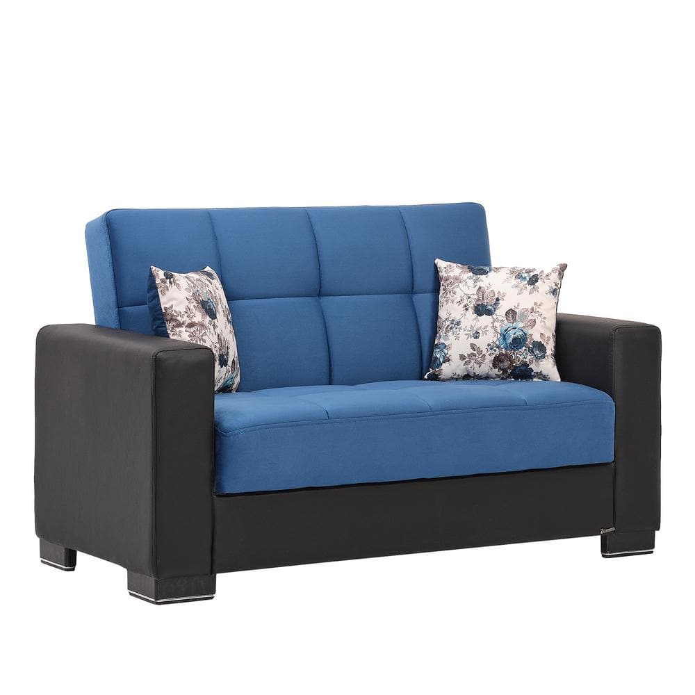 Ottomanson Basics Collection Convertible 63 In Turquoise Black   Turquoise Black Ottomanson Loveseats Bsc 17 Ls 64 1000 