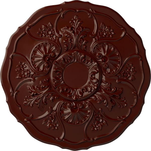 Ekena Millwork 22-1/2" x 1-1/2" Cornelia Urethane Ceiling Medallion (Fits Canopies upto 4"), Brushed Mahogany