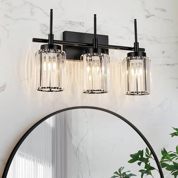 Edislive Orillia In Light Modern Industrial Black Bathroom Vanity Light With Crystal