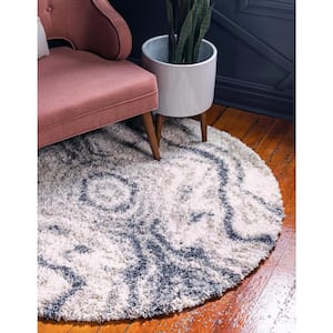 Hygge Shag Valley Gray 3 ft. 3 in. x 3 ft. 3 in. Round Rug