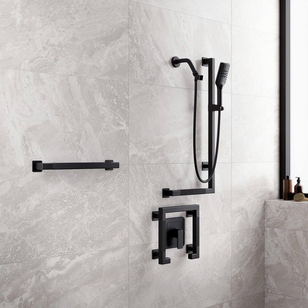 Matte Black Pressure Balance Thermostatic Valve with Lever