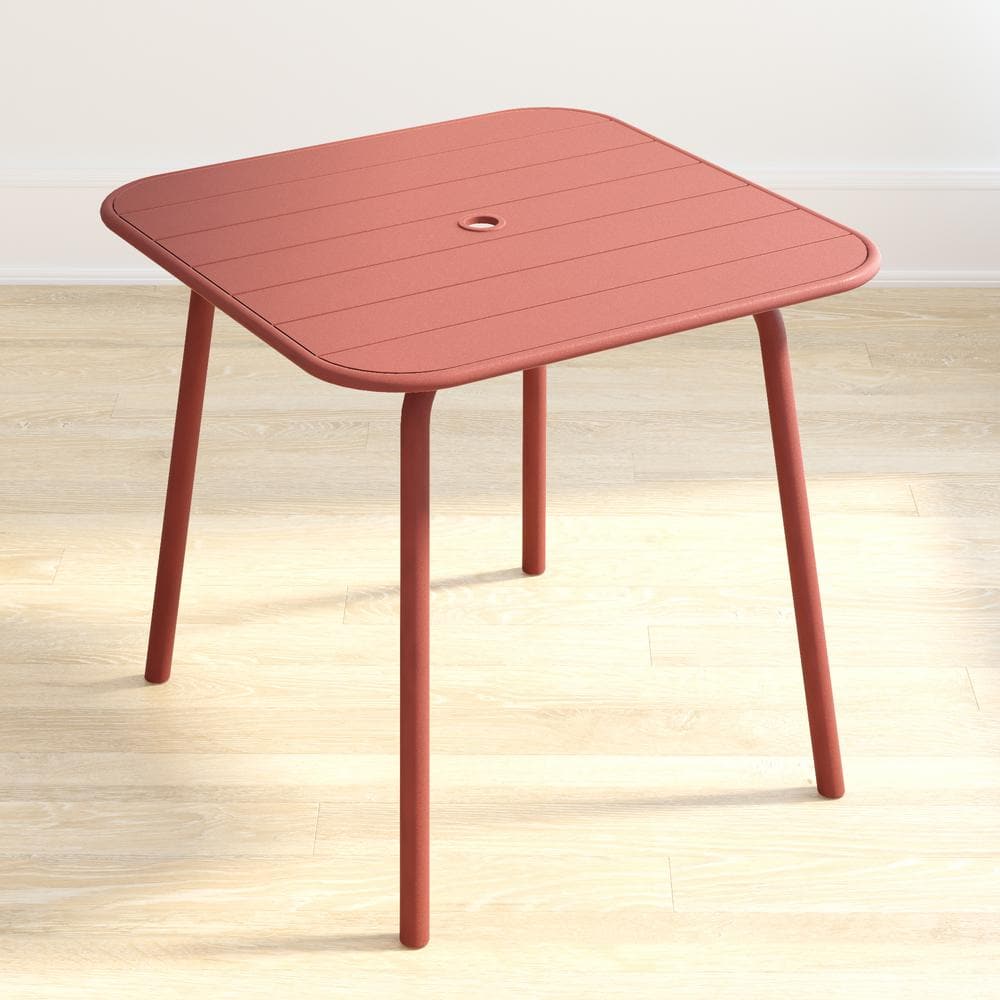 Novogratz Poolside Gossip Collection, Persimmon June Square Metal Outdoor Dining Table 88956RED1E - The Home Depot Novogratz Poolside Gossip Collection, Persimmon June Square Metal Outdoor Dining Table 88956RED1E - The Home Depot