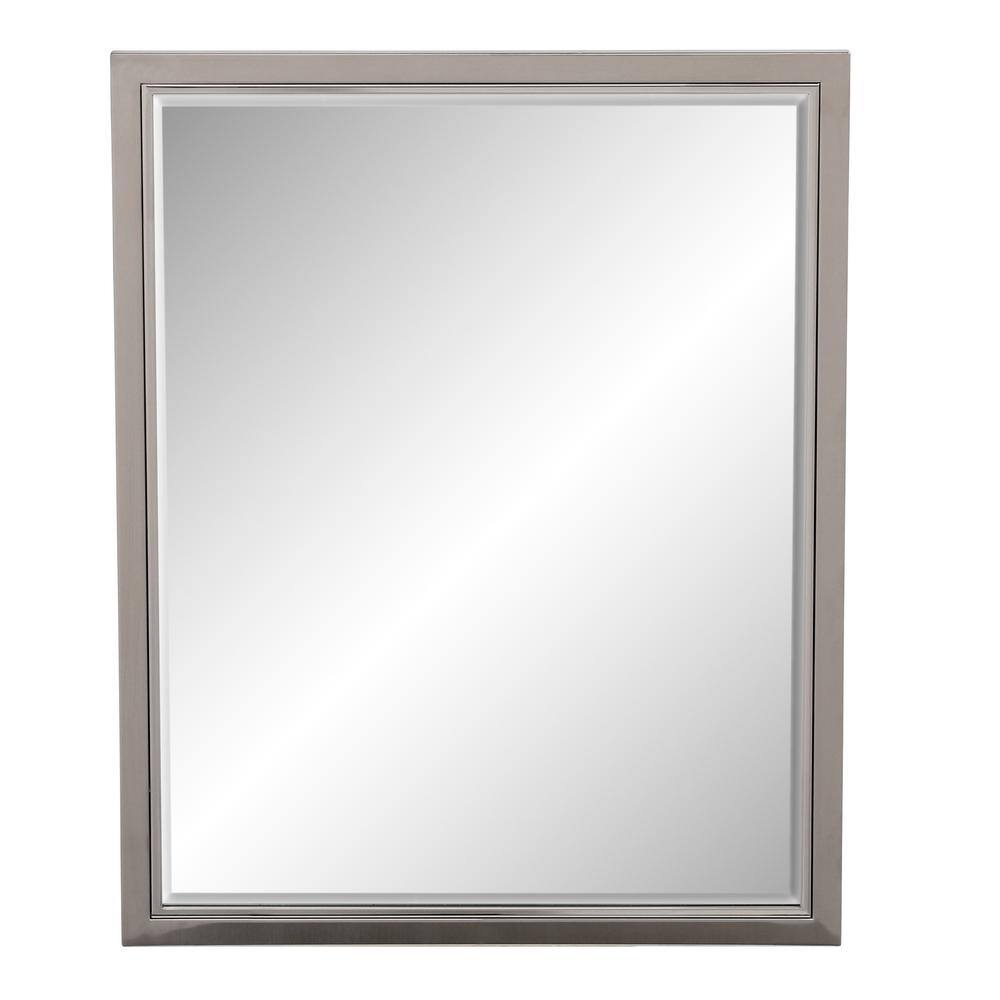 Elegant Brushed Nickel and Chrome 24"x30" Beveled Vanity Mirror