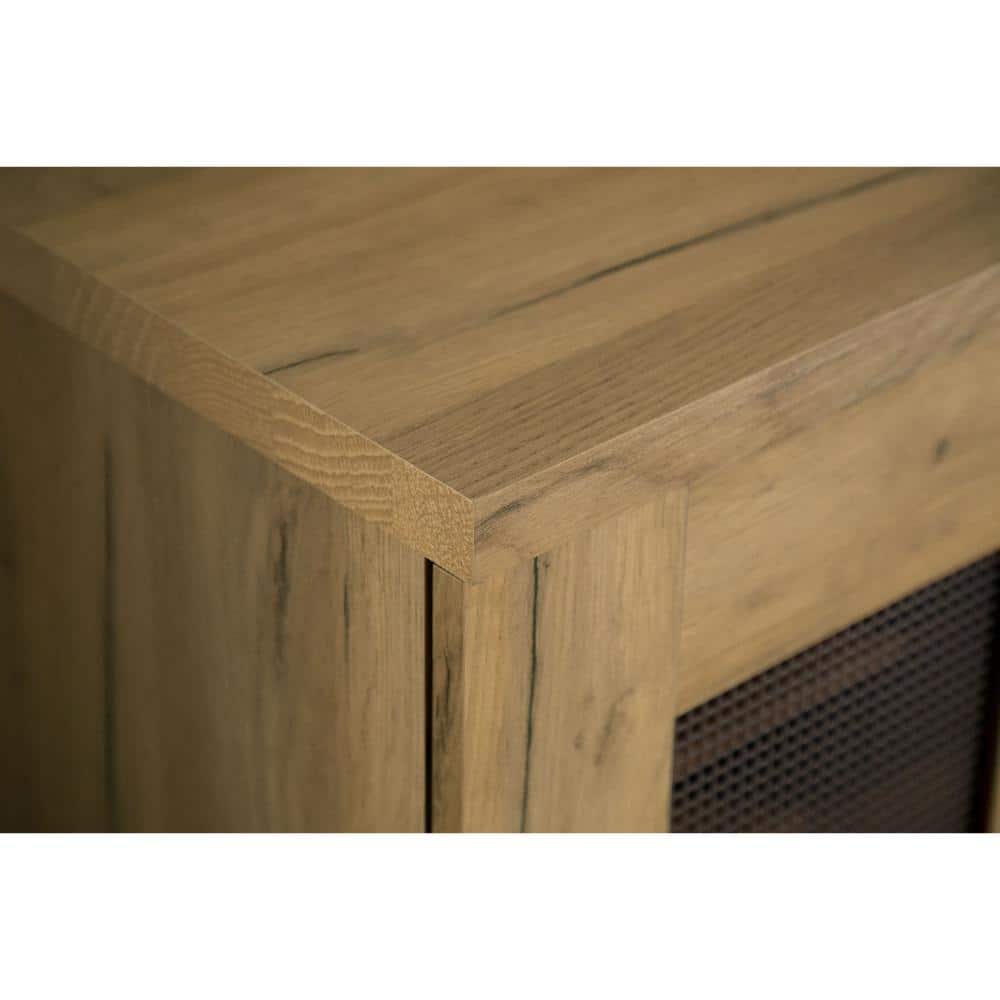 Golden Oak Brown Freestanding Accent Cabinet with Adjustable Shelving