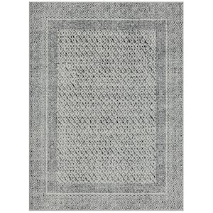 Grey 8 ft. x 10 ft. Kenzie Moroccan Bordered Global Woven Area Rug