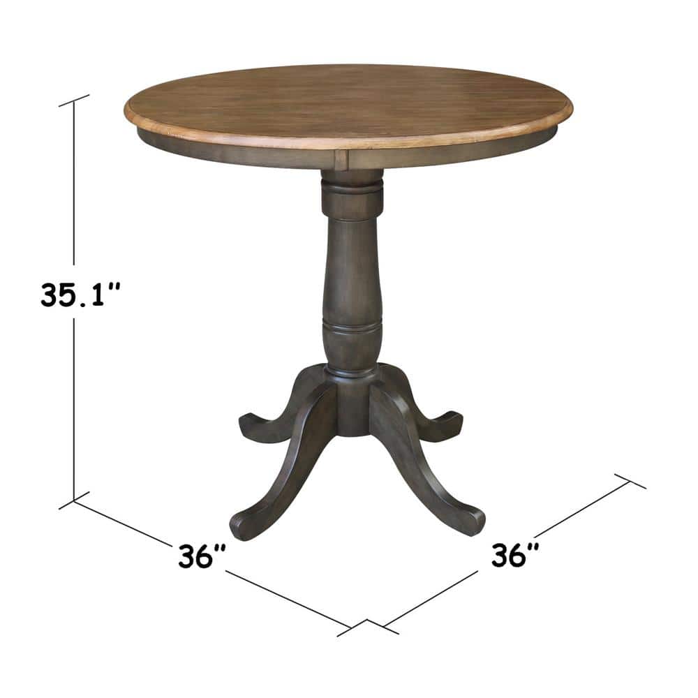 Round Hickory Wood Extendable Farmhouse Counter Height Table