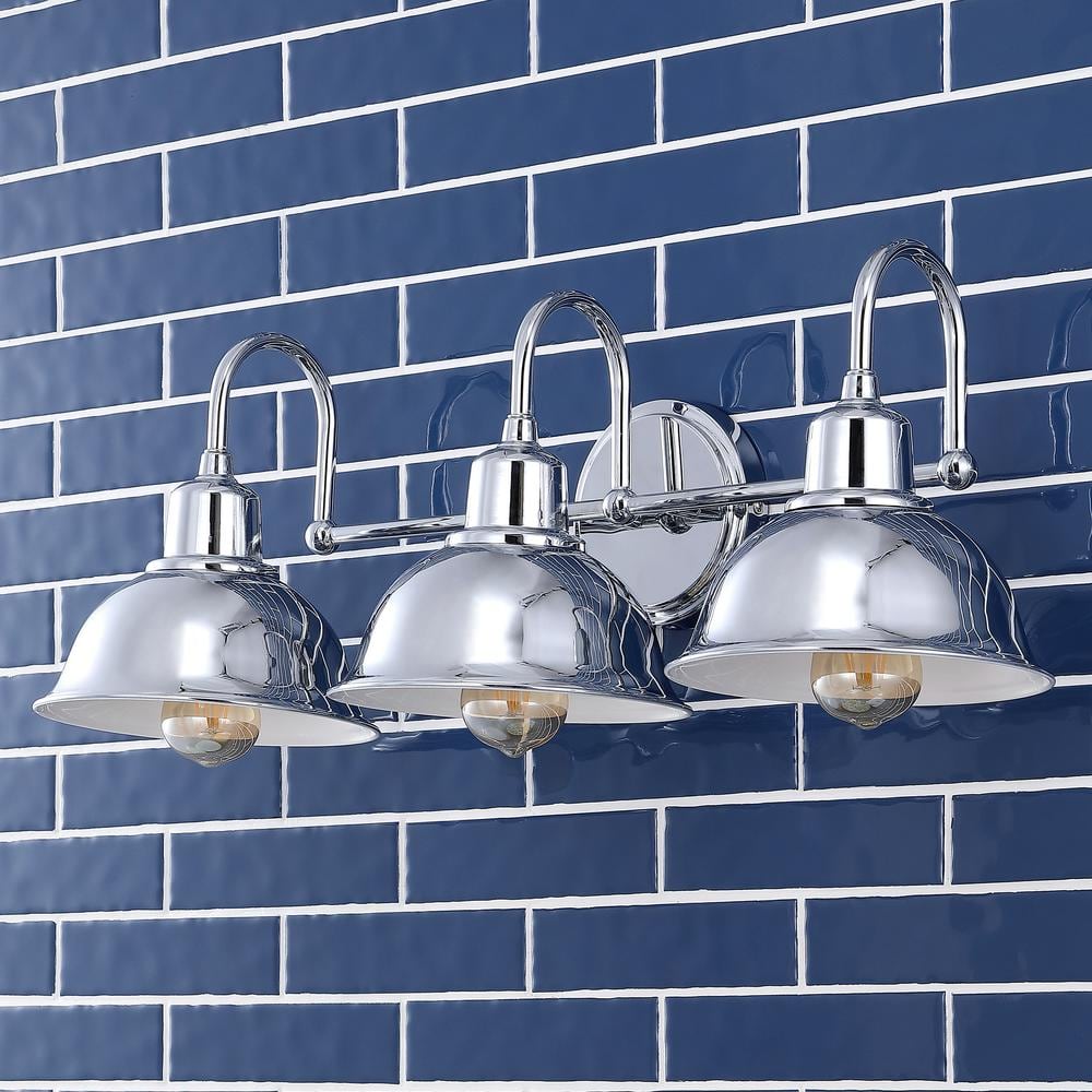 Frisco 26.5" Chrome Polished Metal 3-Light Vanity Fixture
