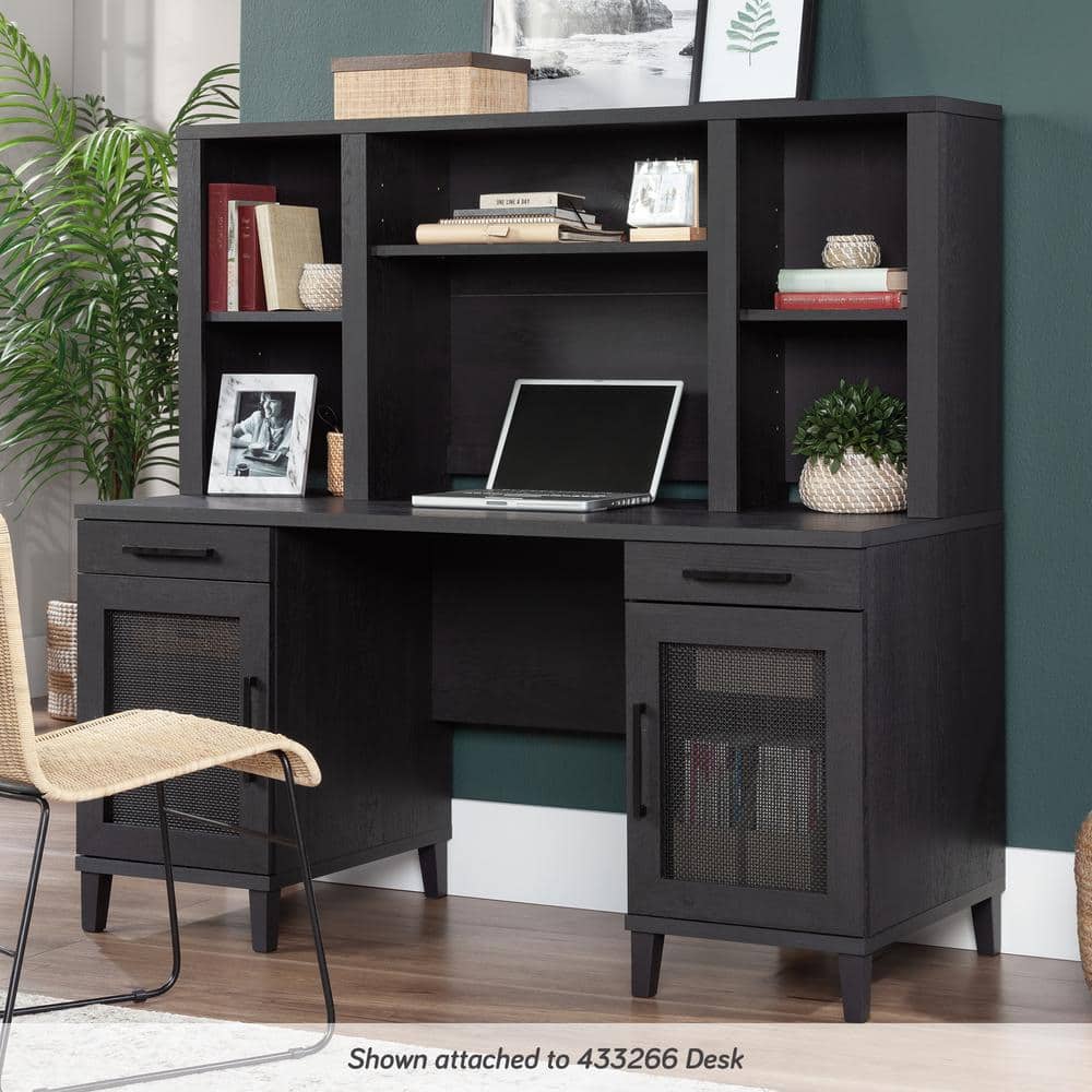 Raven Oak 60" Computer Hutch with Adjustable Shelves