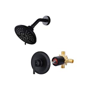 Single Handle 5-Spray Wall Mount Shower Faucet 1.8 GPM with Pressure Balance in Matte Black