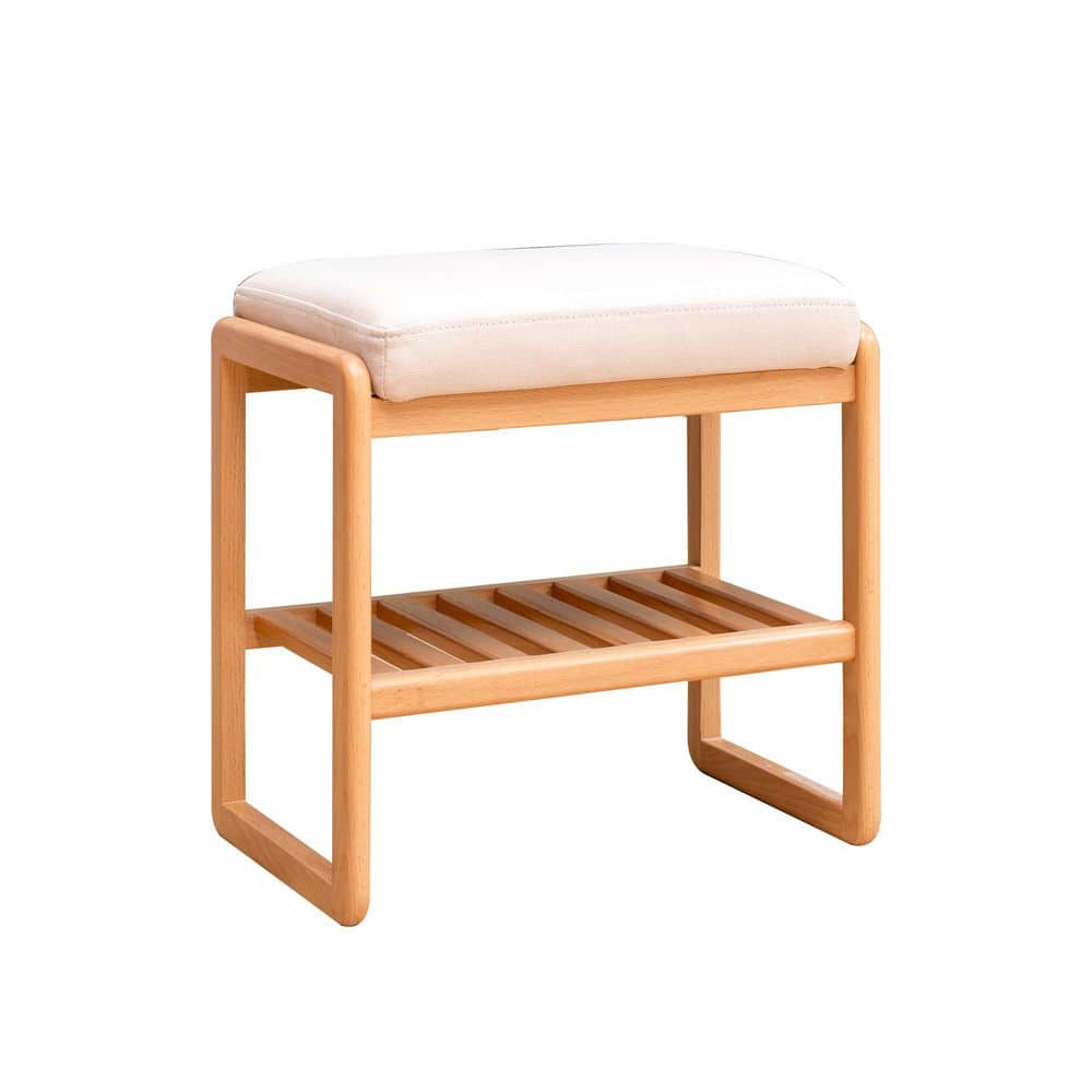 16.54 in. H x 23.62 in. W Natural Solid Wood Shoe Storage Bench